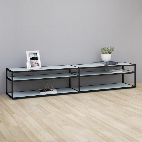 ARDEBO.de - TV-Schrank Weiß Marmor-Optik 220x40x40,5 cm Hartglas