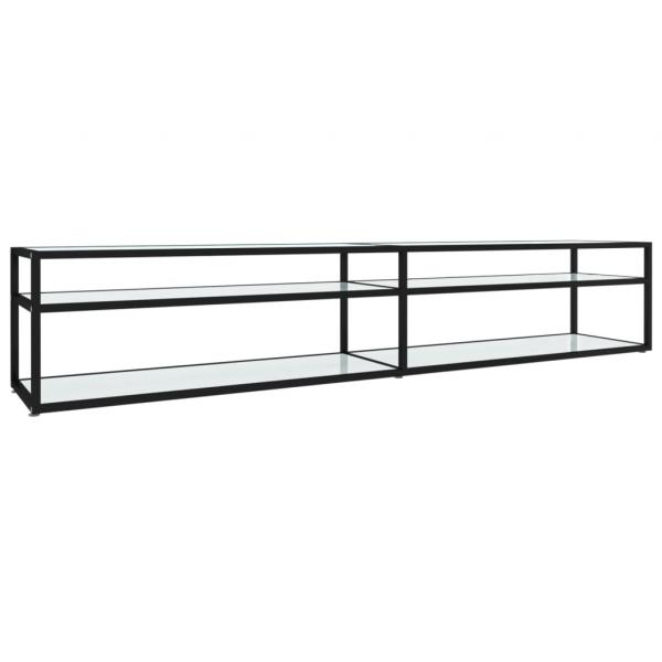 TV-Schrank Weiß Marmor-Optik 220x40x40,5 cm Hartglas