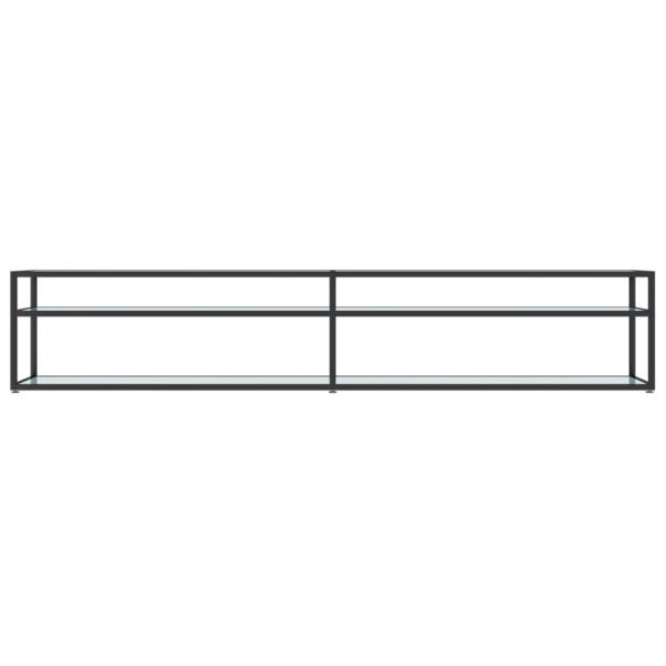 TV-Schrank Weiß Marmor-Optik 220x40x40,5 cm Hartglas