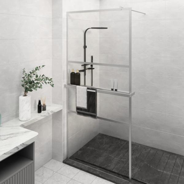 ARDEBO.de - Duschwand mit Ablage für Walk-In-Dusche Chrom 100x195 cm ESG