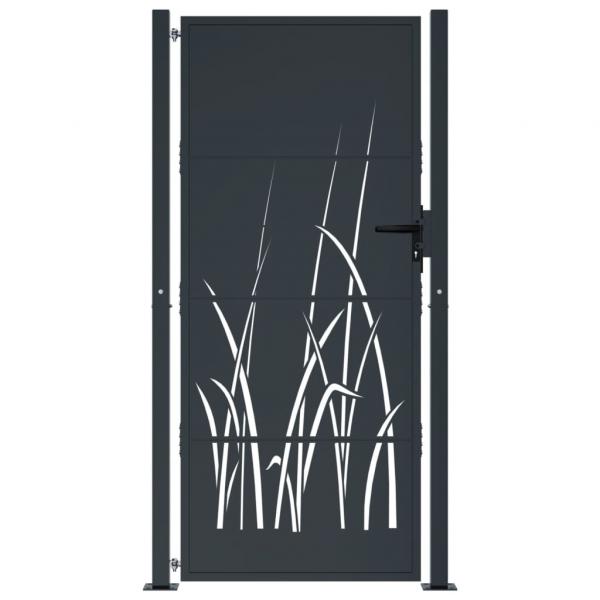 Gartentor Anthrazit 105x205 cm Stahl Gras-Design