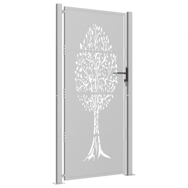 Gartentor 105x205 cm Cortenstahl Baum-Design