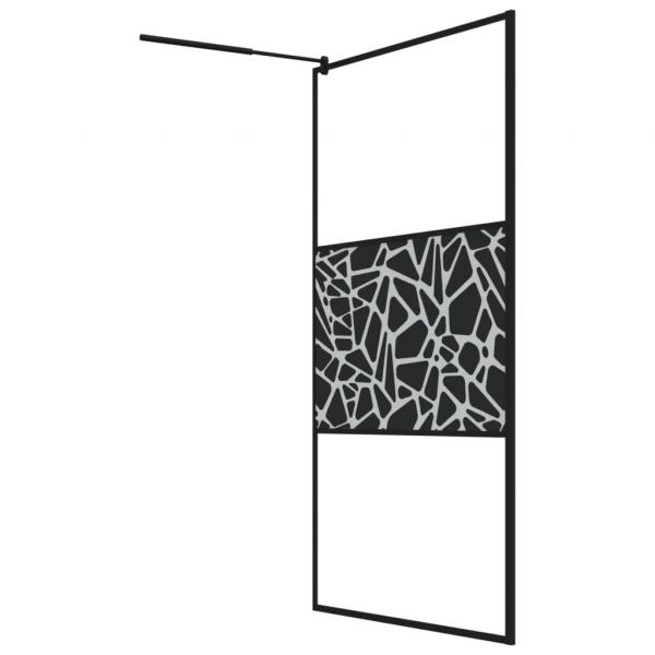 Duschwand mit Ablage für Walk-In-Dusche Schwarz 115x195 cm ESG