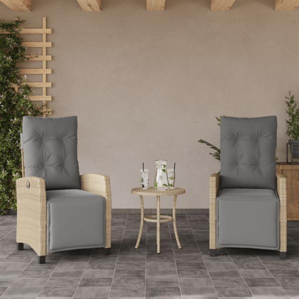 ARDEBO.de - Gartensessel mit Fußteil 2 Stk. Verstellbar Poly Rattan