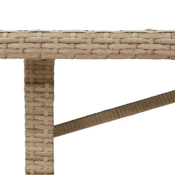 Gartentisch mit Glasplatte Beige 190x80x75 cm Poly Rattan