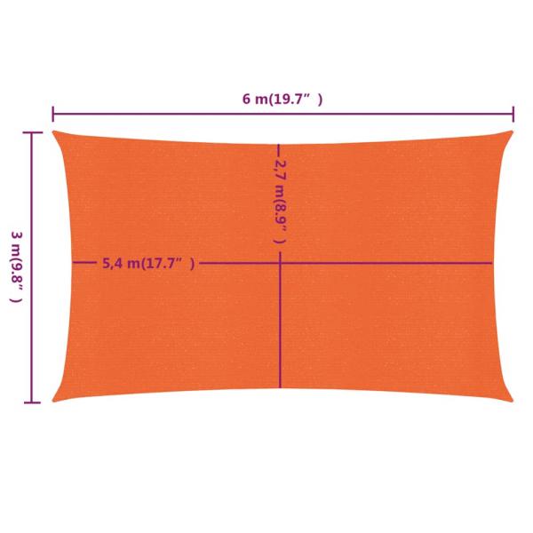 Sonnensegel 160 g/m² Rechteckig Orange 3x6 m HDPE