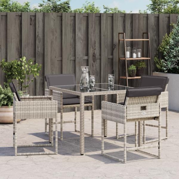 Gartenstühle mit Kissen 4 Stk. Hellgrau Poly Rattan