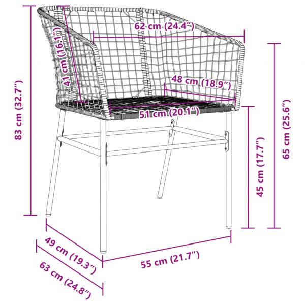 Gartenstühle 2 Stk. Braun Poly Rattan