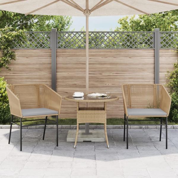 Gartenstühle 2 Stk. mit Kissen Braun Poly Rattan