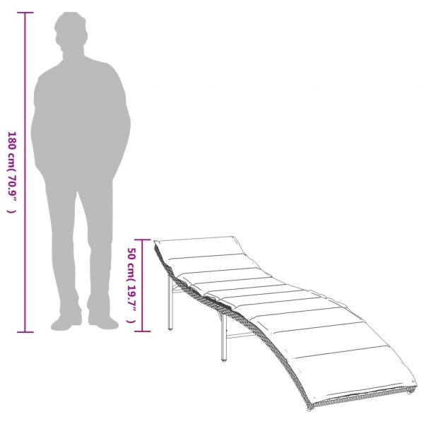 Sonnenliegen 2 Stk. mit Auflagen Braun Poly Rattan