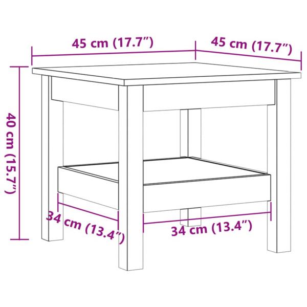 Couchtisch Wachsbraun 45x45x40 cm Massivholz Kiefer