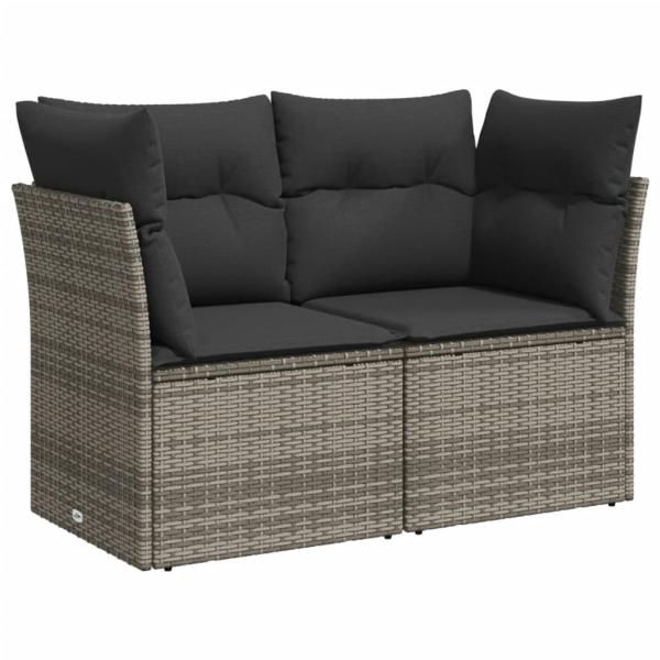 8-tlg. Garten-Sofagarnitur mit Kissen Grau Poly Rattan