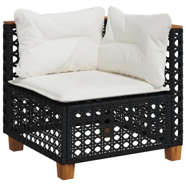 7-tlg. Garten-Sofagarnitur mit Kissen Schwarz Poly Rattan