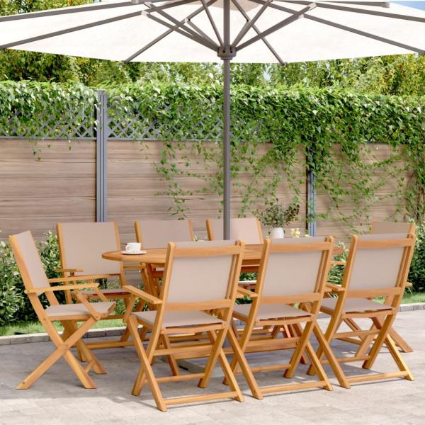 ARDEBO.de - Gartenstühle 8 Stk. Klappbar Taupe Stoff und Massivholz