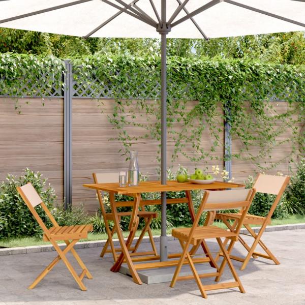 ARDEBO.de - Gartenstühle 4 Stk. Klappbar Beige Stoff und Massivholz