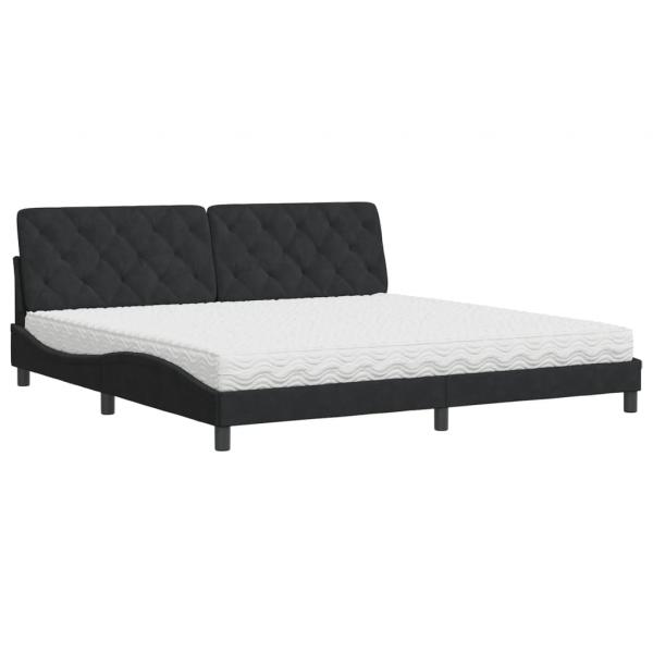 Bett mit Matratze Schwarz 200x200 cm Samt