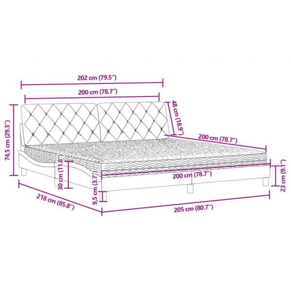 Bett mit Matratze Schwarz 200x200 cm Samt