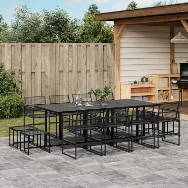 ARDEBO.de - 13-tlg. Garten-Essgruppe Schwarz Poly Rattan