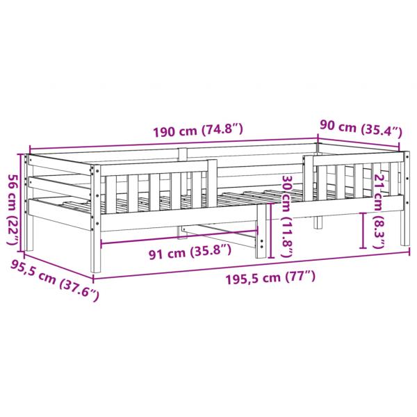 Massivholzbett ohne Matratze 90x190 cm Kiefernholz