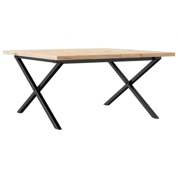 Couchtisch X-Gestell 80x80x45,5cm Massivholz Kiefer & Gusseisen