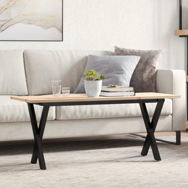 ARDEBO.de - Couchtisch X-Gestell 110x40x45 cm Massivholz Kiefer & Gusseisen