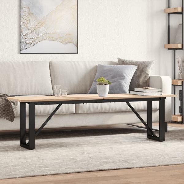 ARDEBO.de - Couchtisch O-Gestell 160x40x45 cm Massivholz Kiefer & Gusseisen