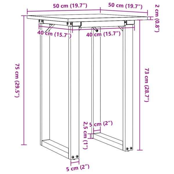 Esstisch O-Gestell 50x50x75 cm Massivholz Kiefer und Gusseisen