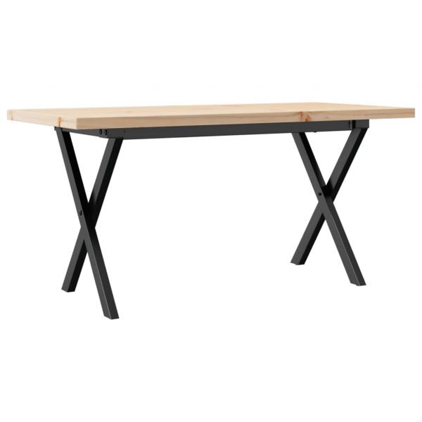 Couchtisch X-Gestell 90x40x45,5cm Massivholz Kiefer & Gusseisen