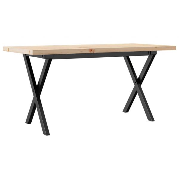 Couchtisch X-Gestell 90x40x45,5cm Massivholz Kiefer & Gusseisen