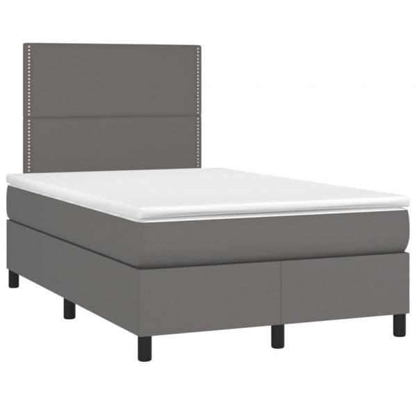 Boxspringbett mit Matratze & LED Grau 120x200 cm Kunstleder