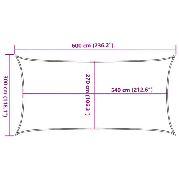 Sonnensegel 160 g/m² Rechteckig Hellgrau 3x6 m HDPE