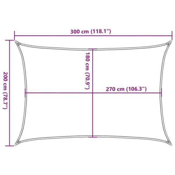 Sonnensegel 160 g/m² Rechteckig Sandfarben 2x3 m HDPE