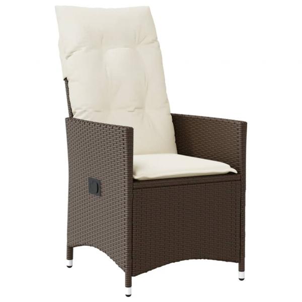 3-tlg. Bistro-Set mit Kissen Braun Poly Rattan