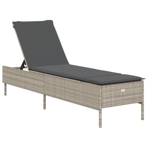 Sonnenliege mit Auflage Hellgrau Poly Rattan