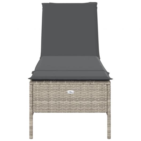 Sonnenliege mit Auflage Hellgrau Poly Rattan