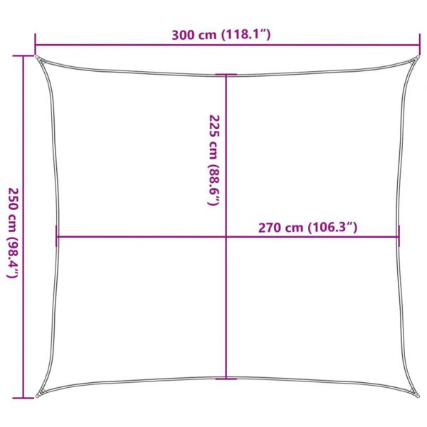 Sonnensegel 160 g/m² Rechteckig Hellgrau 2,5x3 m HDPE