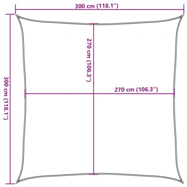 Sonnensegel 160 g/m² Quadratisch Hellgrau 3x3 m HDPE