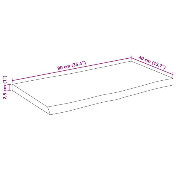 Tischplatte mit Baumkante 90x40x2,5 cm Massivholz Mango