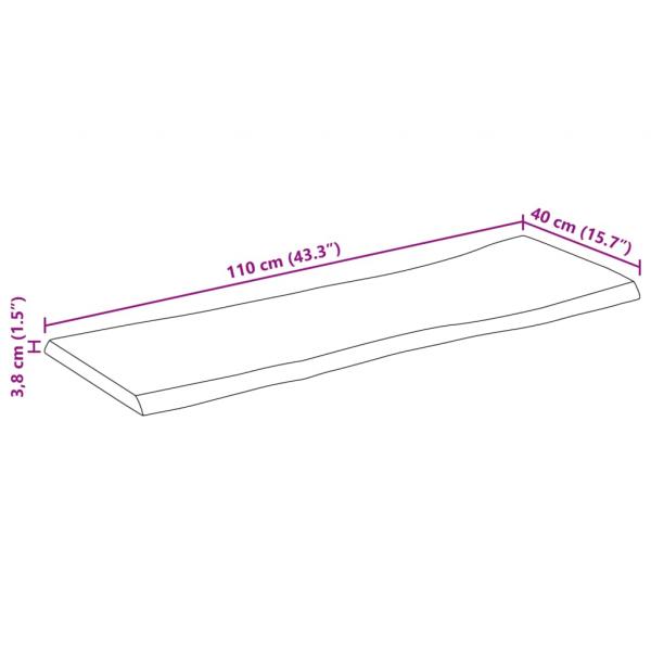 Tischplatte mit Baumkante 110x40x3,8 cm Massivholz Mango