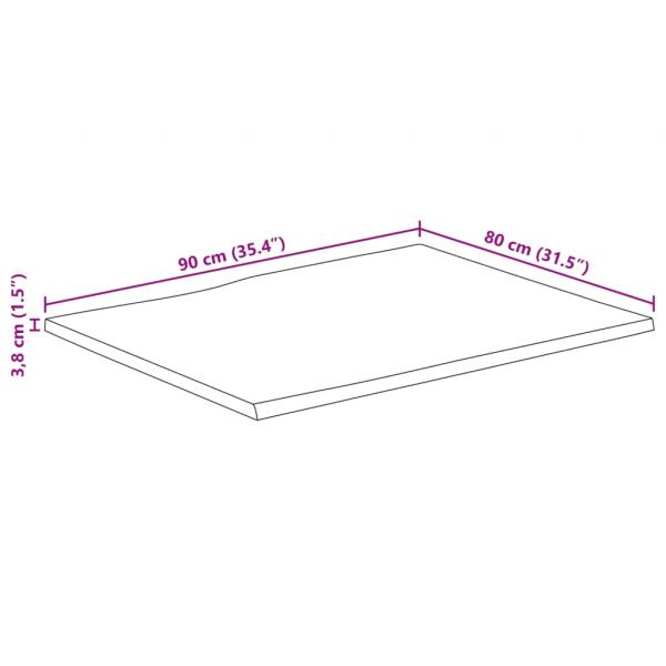 Tischplatte mit Baumkante 90x80x3,8 cm Massivholz Mango