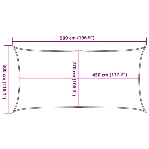 Sonnensegel 160 g/m² Rechteckig Hellgrau 3x5 m HDPE