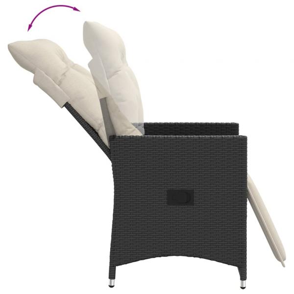 3-tlg. Bistro-Set mit Kissen Schwarz Poly Rattan