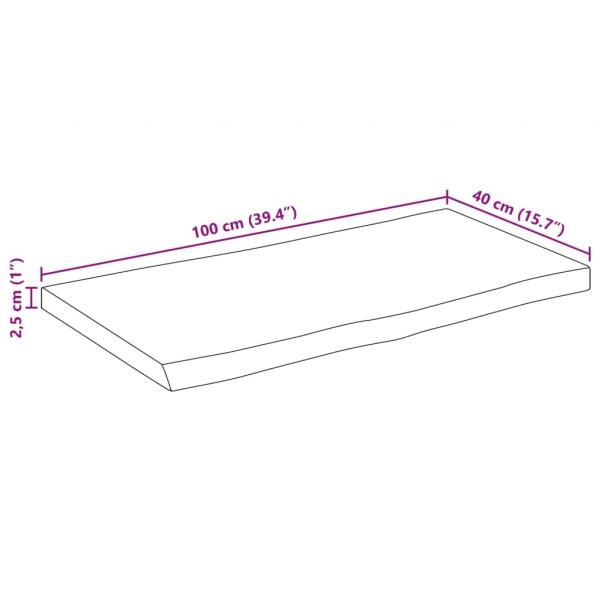 Tischplatte mit Baumkante 100x40x2,5 cm Massivholz Mango