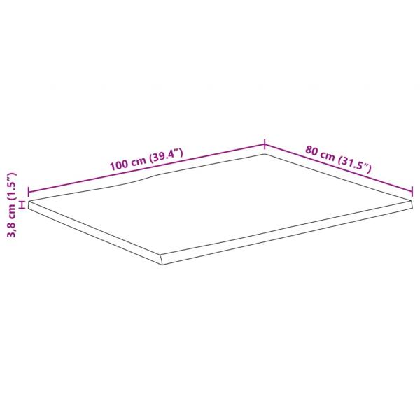 Tischplatte mit Baumkante 100x80x3,8 cm Massivholz Mango