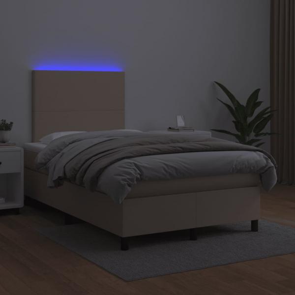 Boxspringbett mit Matratze & LED Cappuccino-Braun 120x200cm