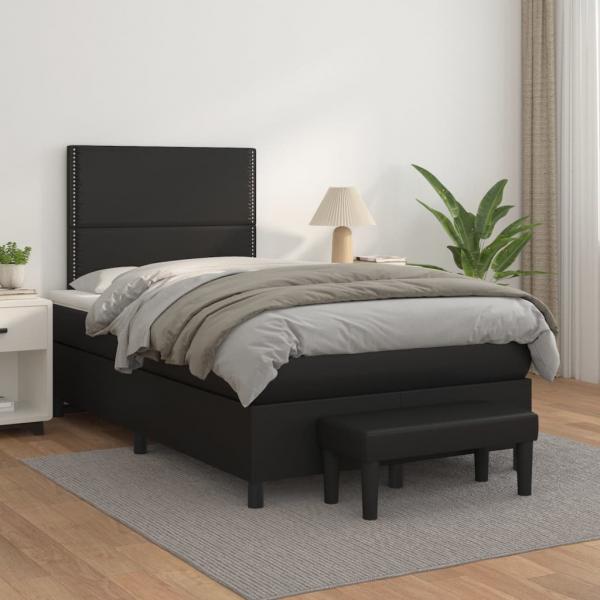 ARDEBO.de - Boxspringbett mit Matratze Schwarz 120x200 cm Kunstleder  