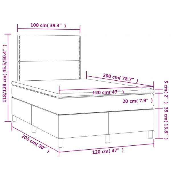 Boxspringbett mit Matratze & LED Cappuccino-Braun 120x200cm