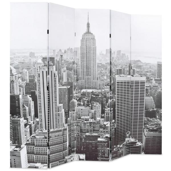 Raumteiler klappbar 200 x 170 cm New York bei Tag Schwarz-Weiß