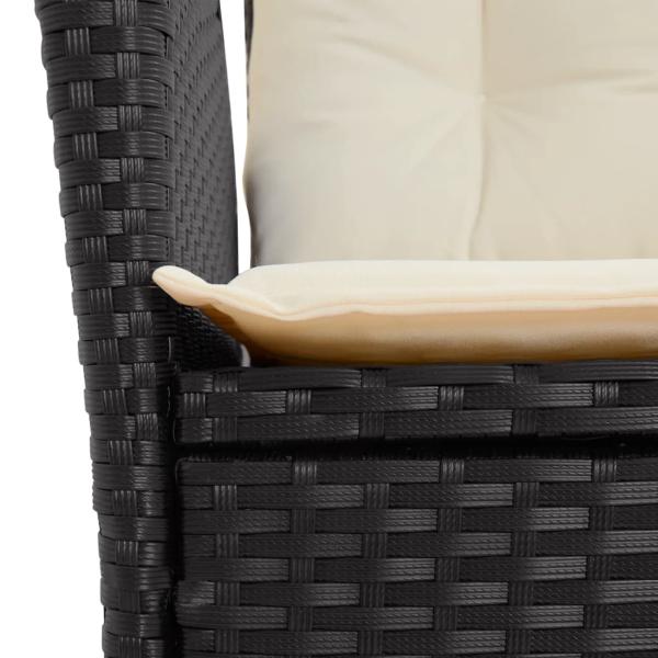 5-tlg. Garten-Essgruppe mit Kissen Schwarz Poly Rattan