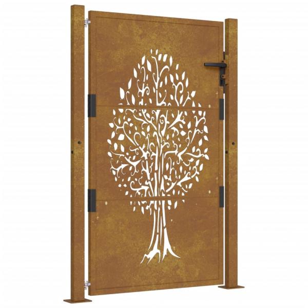 Gartentor 105x130 cm Cortenstahl Baum-Design